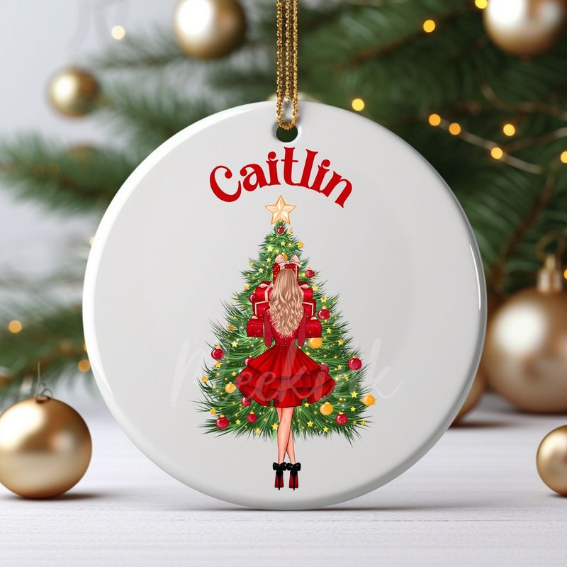 Christmas Present Glam Girl UVDTF or DTF Decal