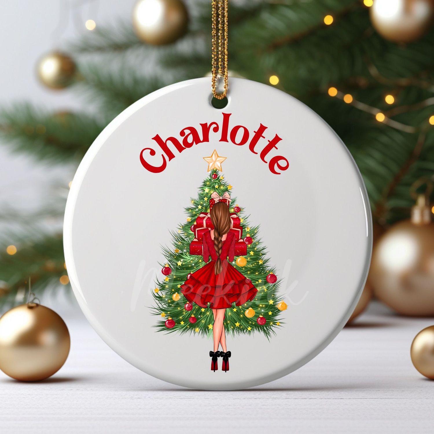 Christmas Present Glam Girl UVDTF or DTF Decal