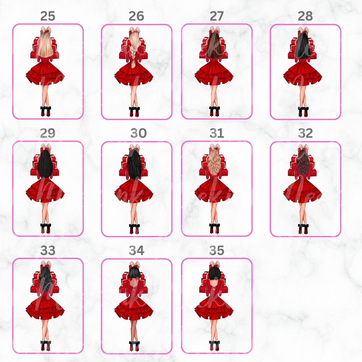 Christmas Present Glam Girl UVDTF or DTF Decal