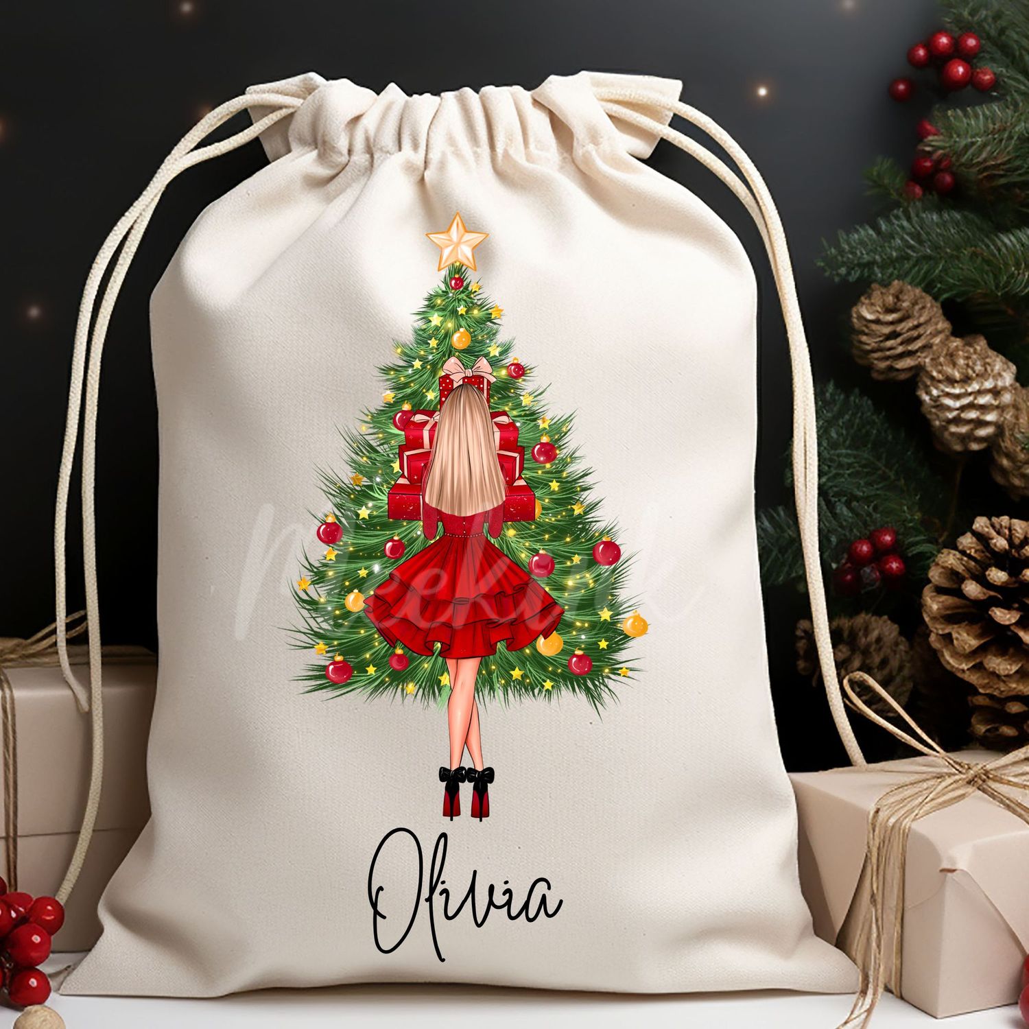 Christmas Present Glam Girl DTF Decal