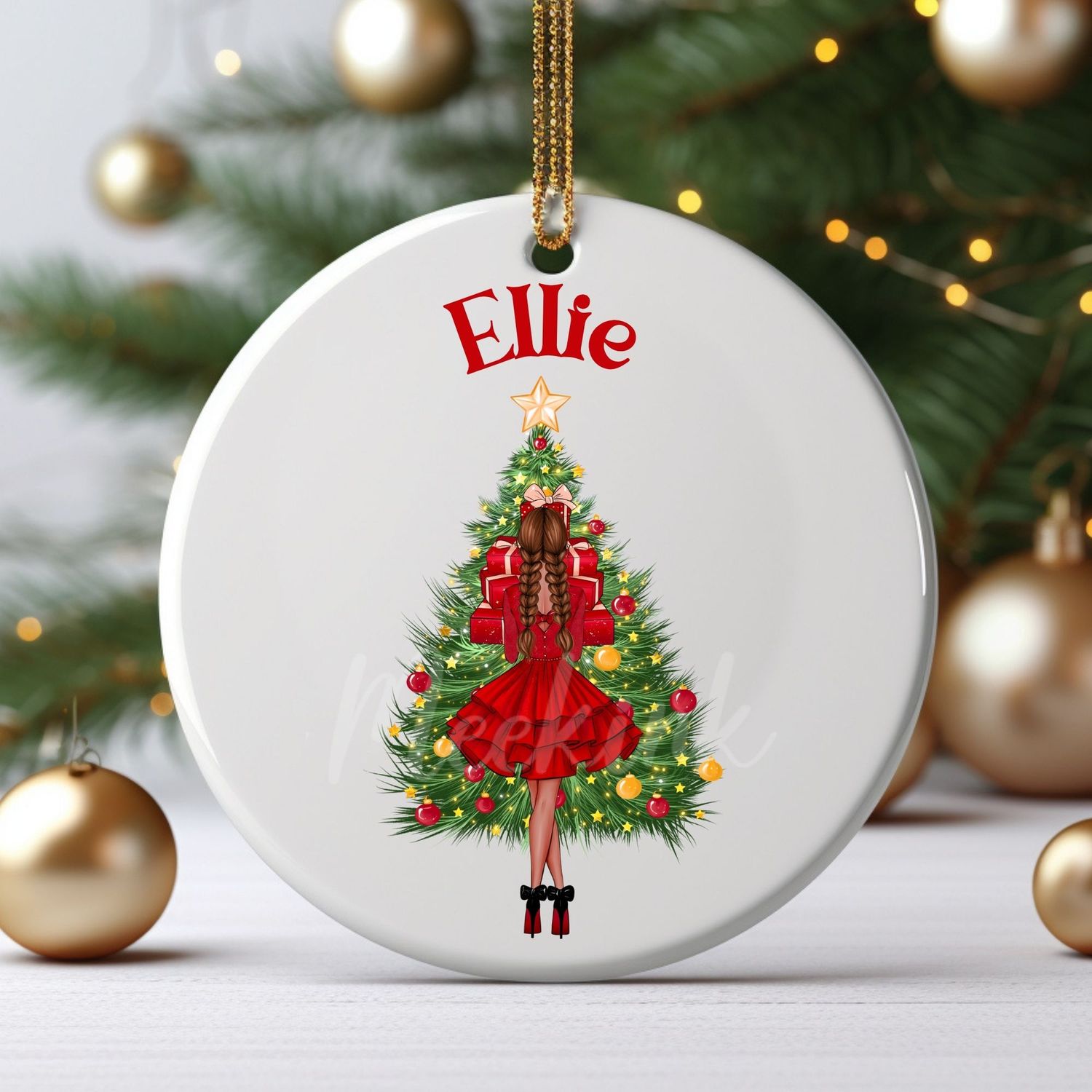 Christmas Present Glam Girl UVDTF or DTF Decal