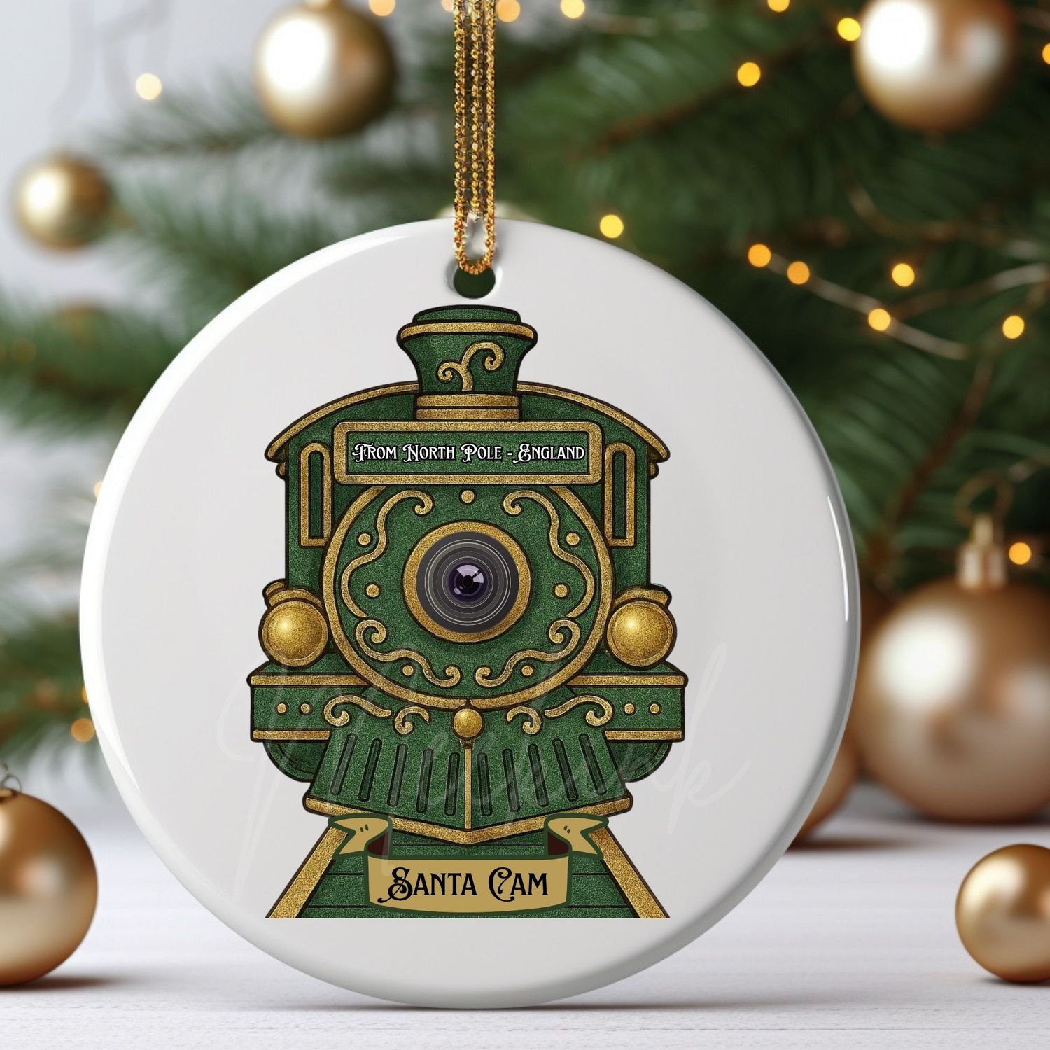 Green Train Santa Cam UVDTF or DTF Decal
