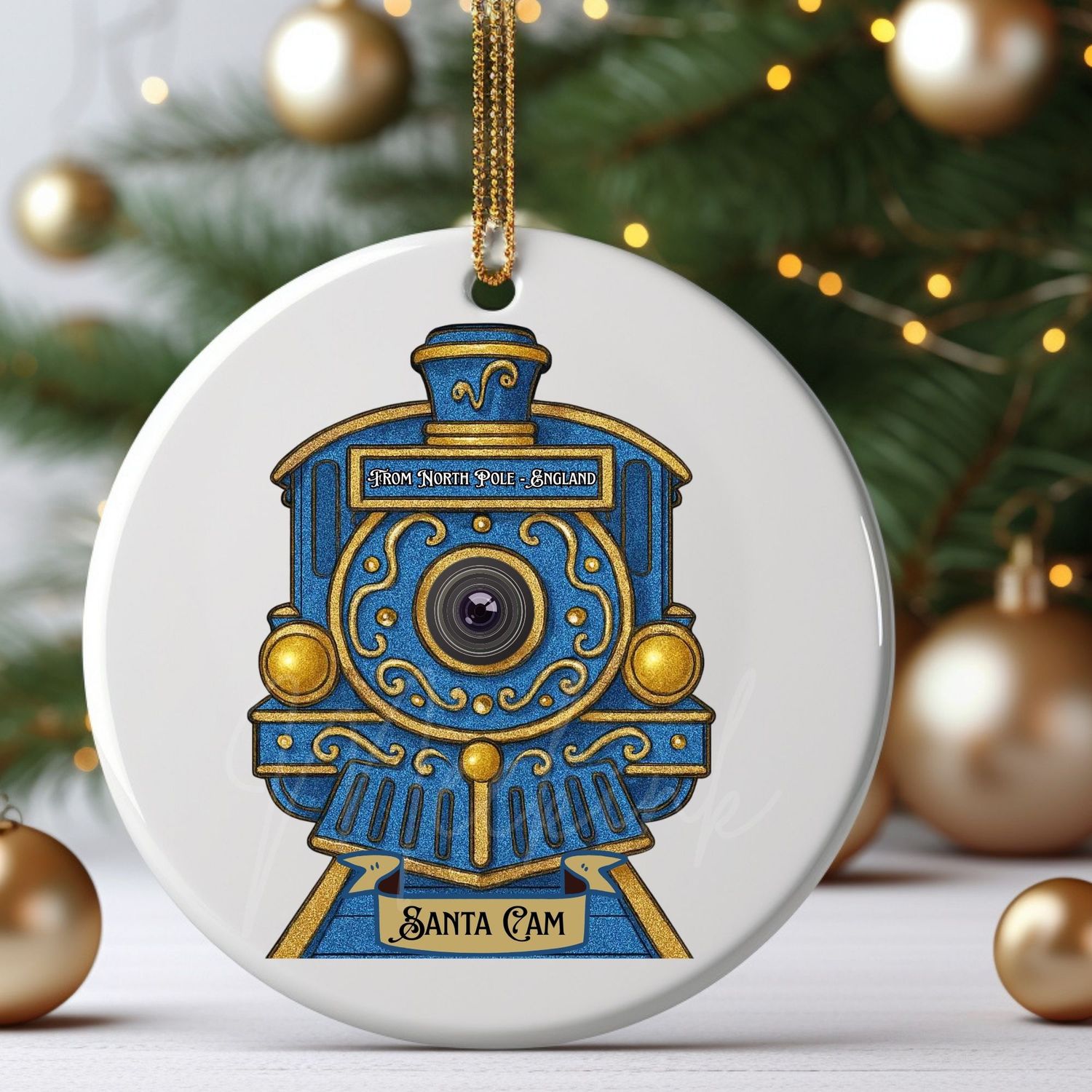 Blue Train Santa Cam UVDTF or DTF Decal