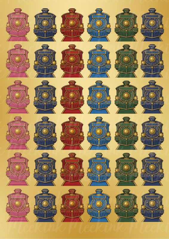 Front Train Mixed Colour A3 Sheet UVDTF Decals