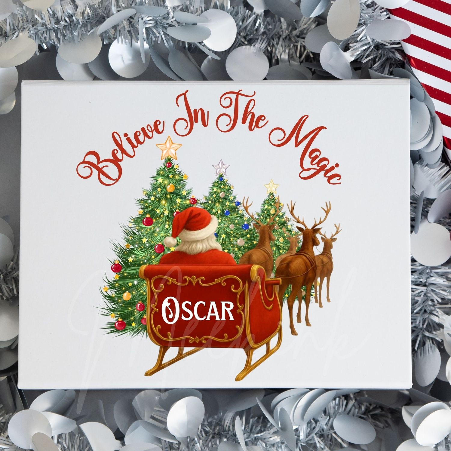 Personalised Santa Sleigh Christmas Eve Box UVDTF or DTF Decal