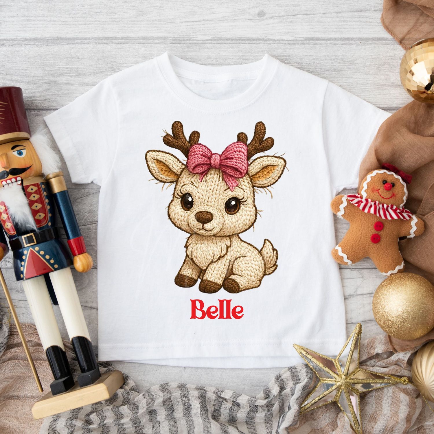 Baby Reindeer Pink Bow DTF Decal