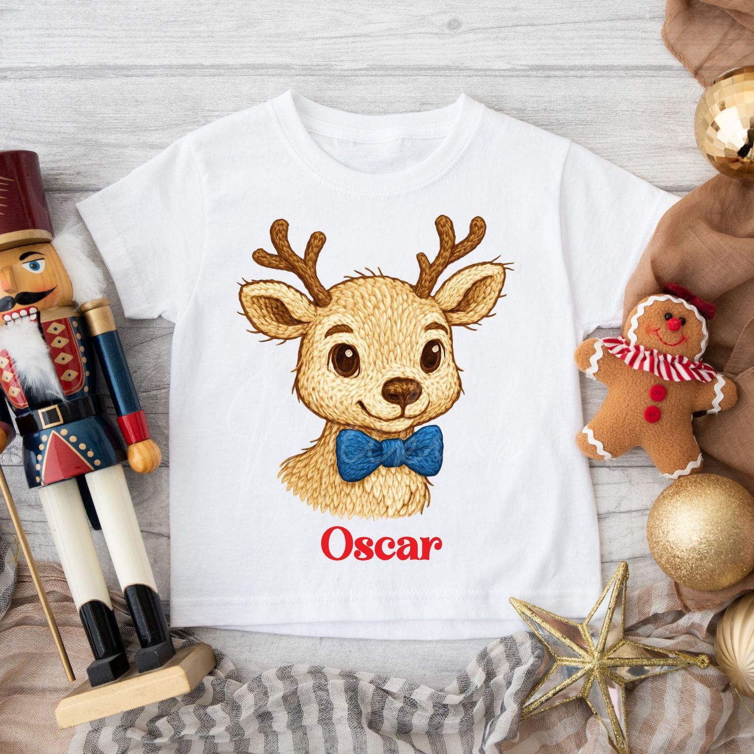 Reindeer Blue Bow DTF Decal