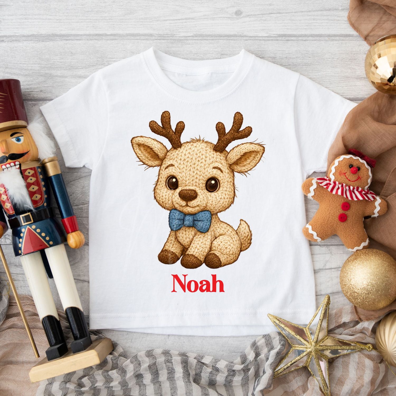 Baby Reindeer Blue Bow DTF Decal