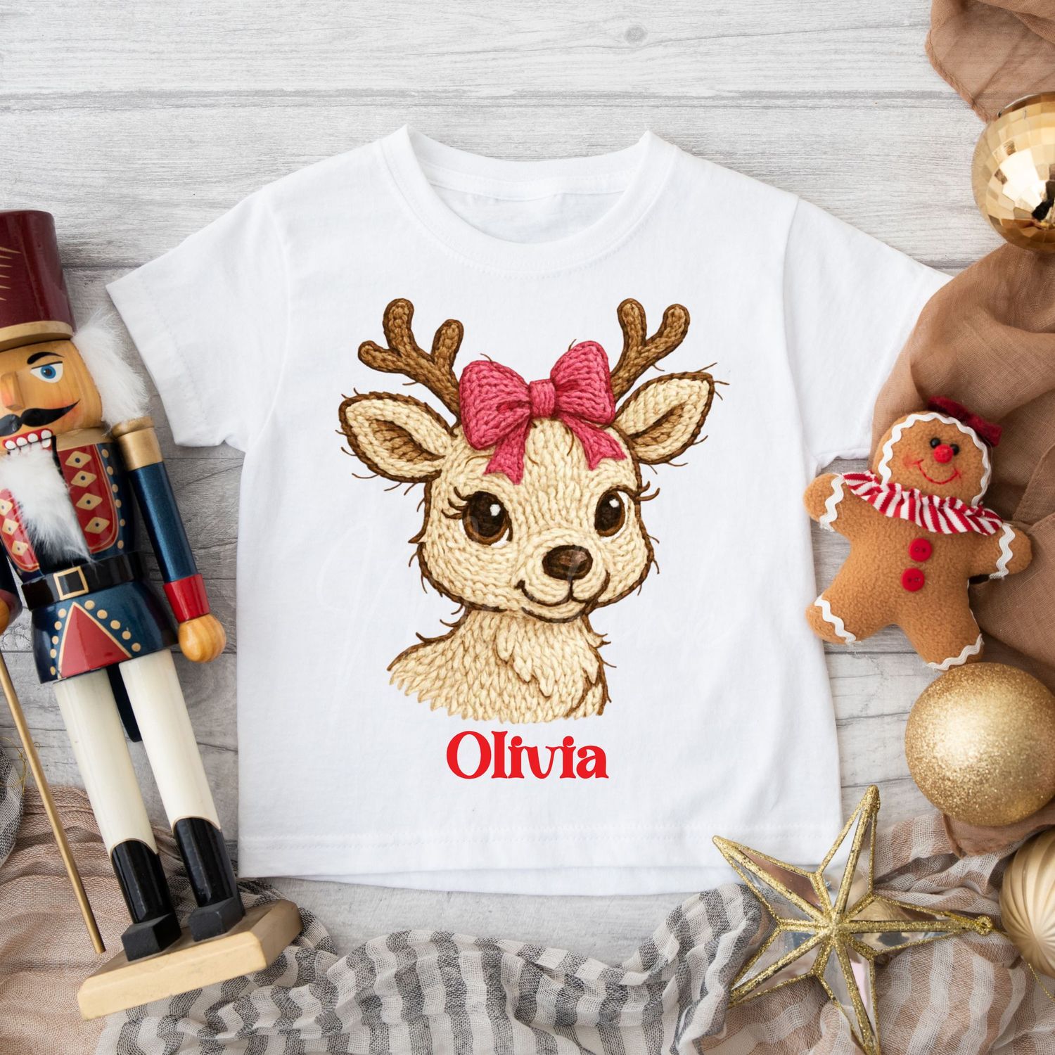 Reindeer Pink Bow DTF Decal