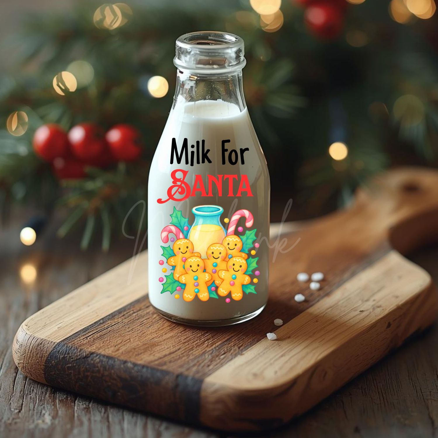 Santa&#39;s Milk Pink Candy Canes UVDTF or DTF Decal