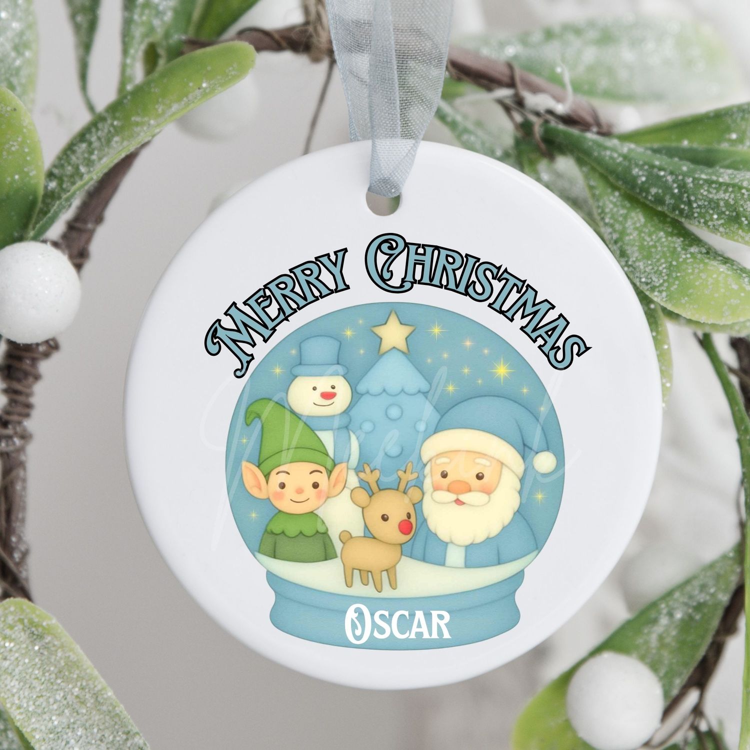 Blue Snow Globe Personalised UVDTF or DTF Decal