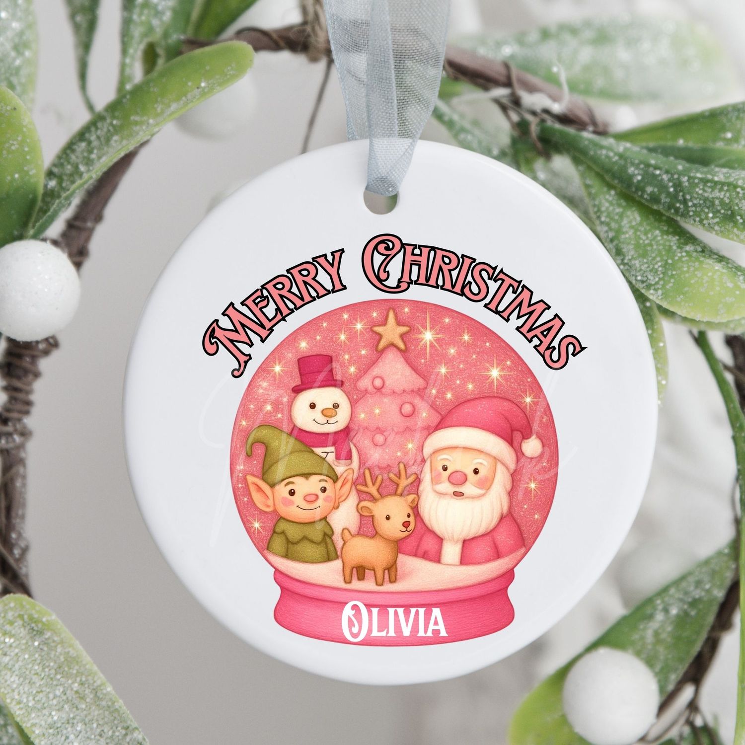 Pink Snow Globe Personalised UVDTF or DTF Decal