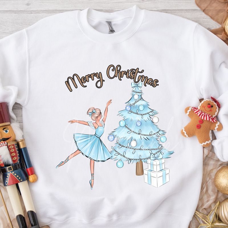 Blue Ballerina Christmas Tree DTF Decal Blue Ballerina Christmas Tree DTF Decal