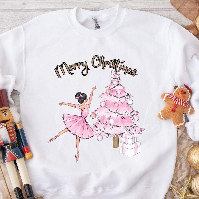 Pink Ballerina Christmas Tree DTF Decal Pink Ballerina Christmas Tree DTF Decal