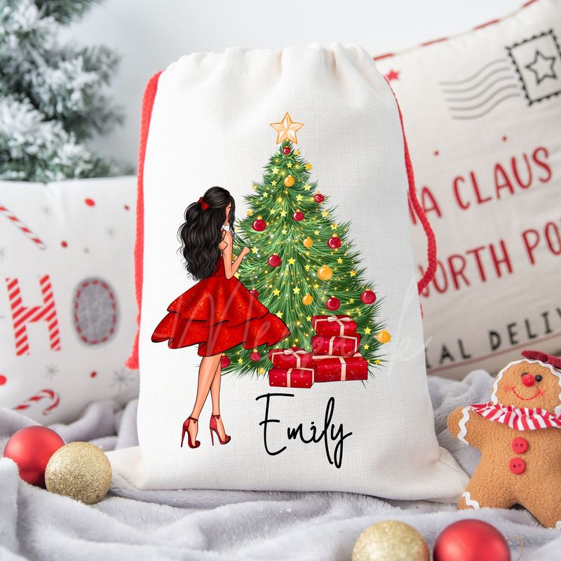 Christmas Girl With Or Without Wine Glass Personalised DTF Decal