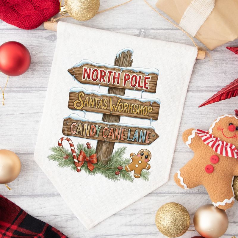 North Pole Sign - Candy Cane Lane UVDTF or DTF Decal