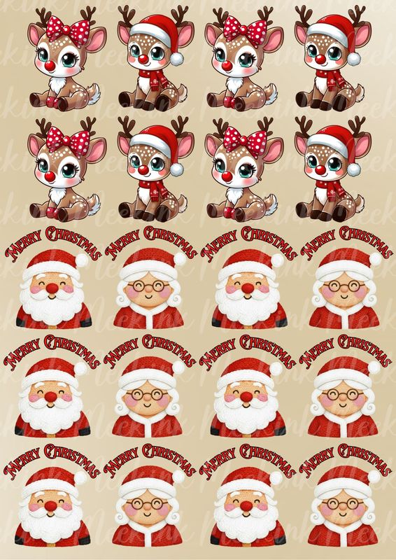 8cm Christmas Decals Sheet 3 Sublimation Print&#39;s