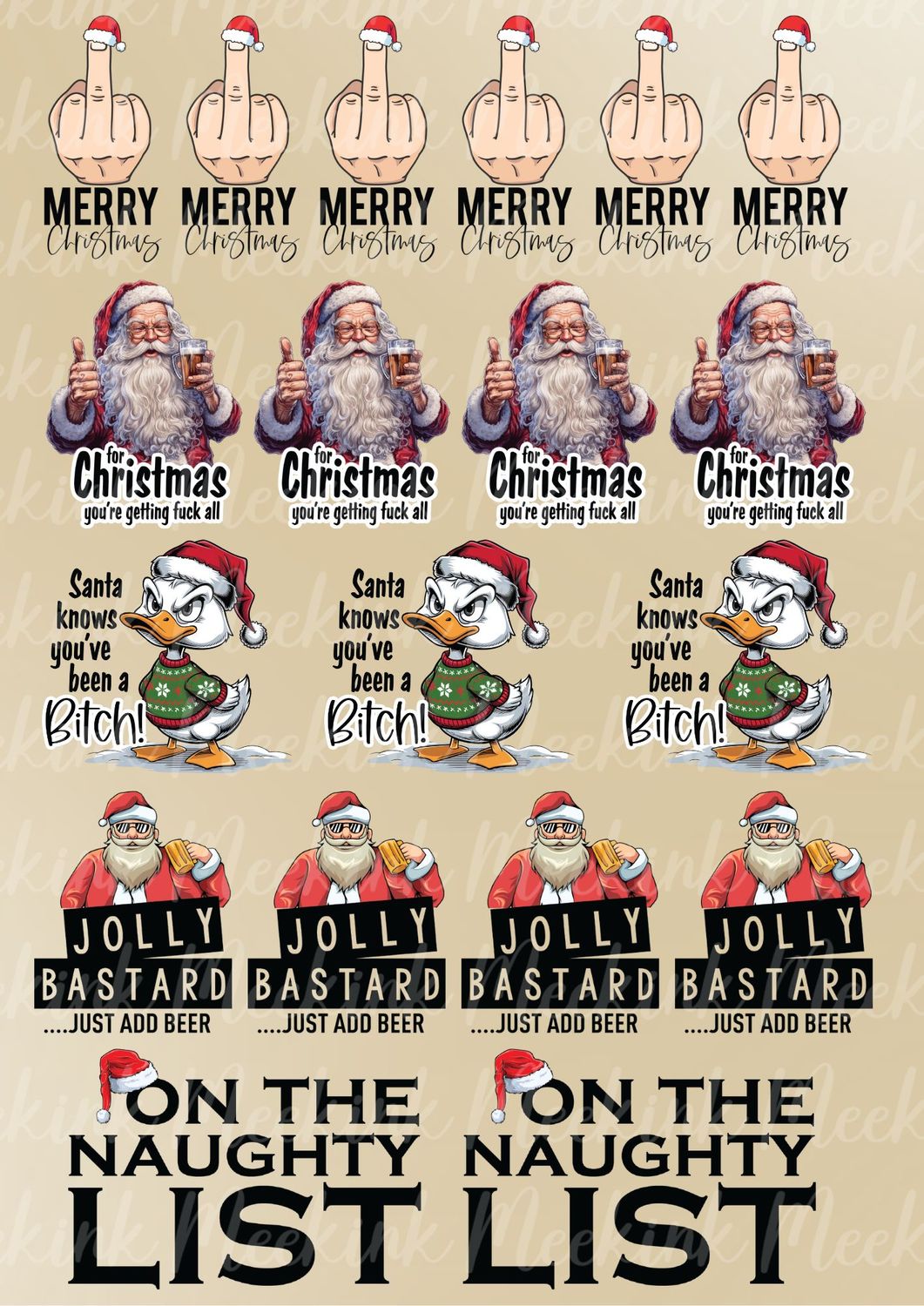 8cm Christmas Decals Sheet 4 Sublimation Print&#39;s