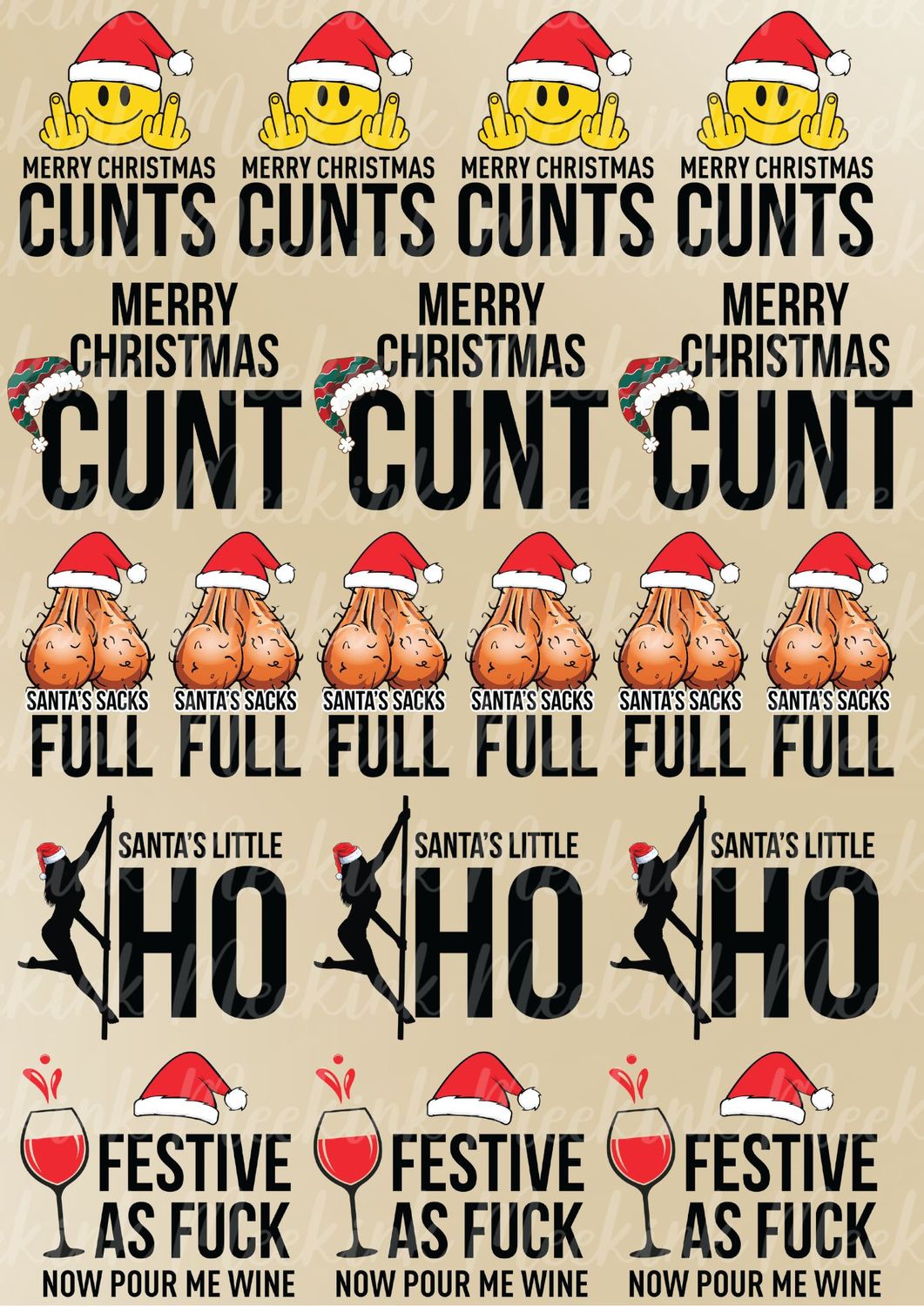 8cm Christmas Decals Sheet 5 Sublimation Print&#39;s