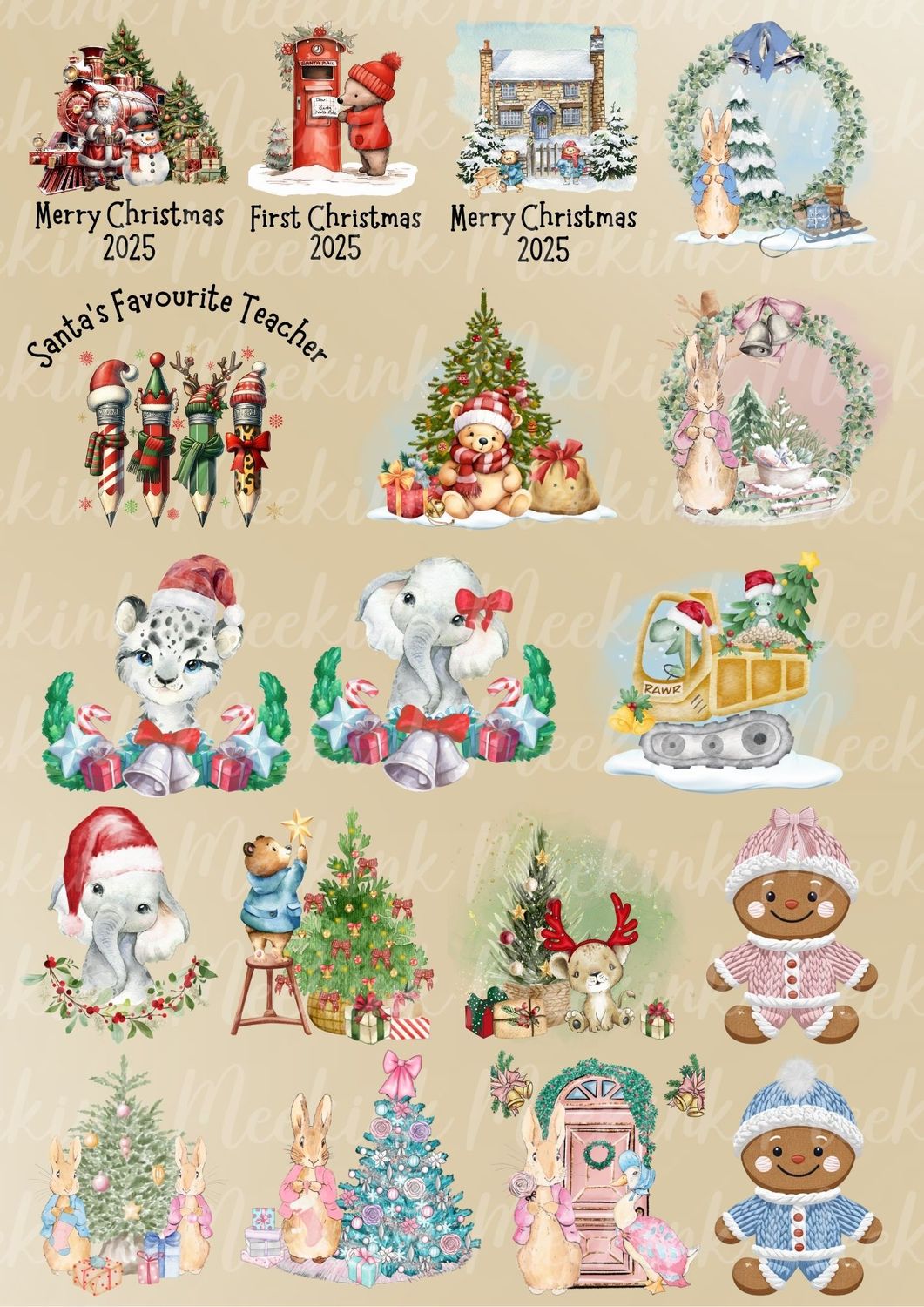 8cm Christmas Decals Sheet 8 Sublimation Print&#39;s