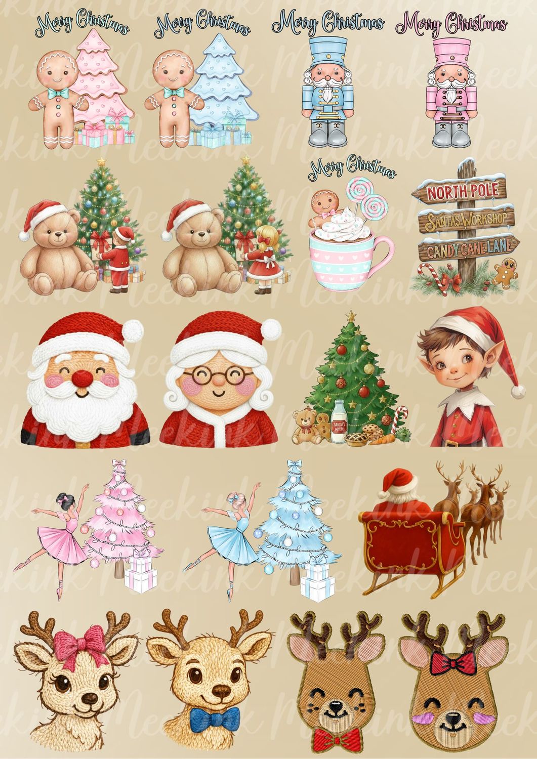 8cm Christmas Mixed A3 Sheet 1 UVDTF Decals