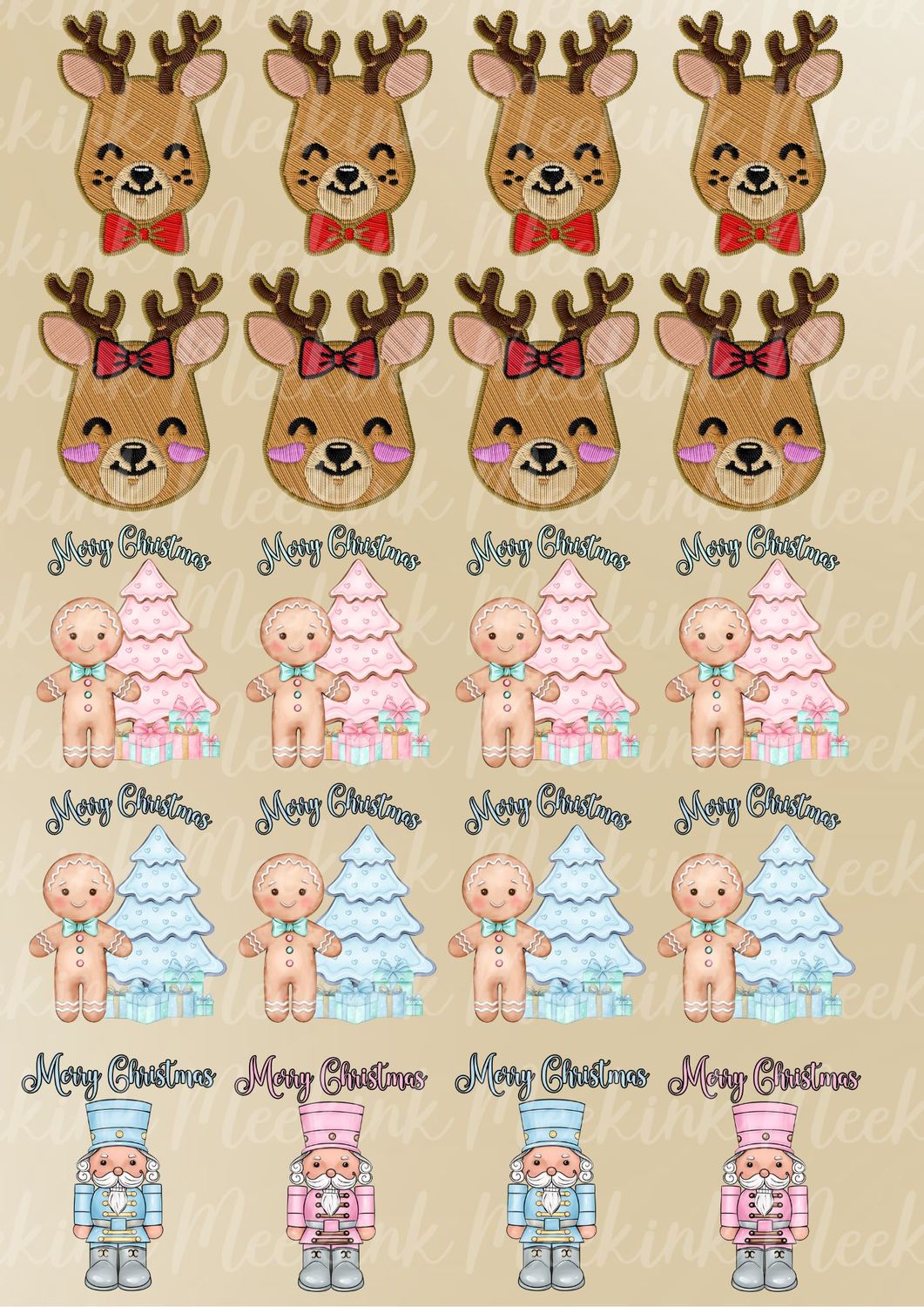 8cm Christmas Mixed A3 Sheet 2 UVDTF Decals