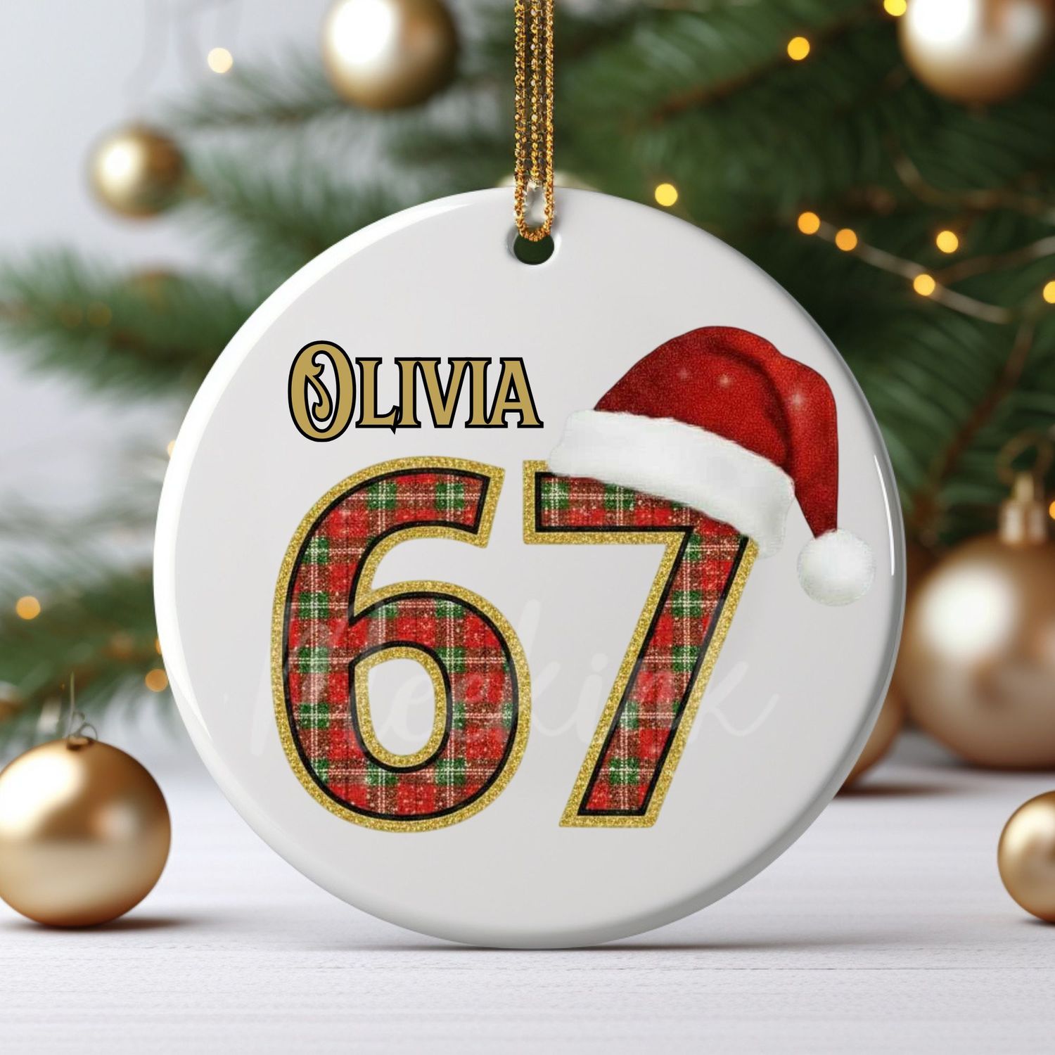 67 Tartan Christmas UVDTF Decal