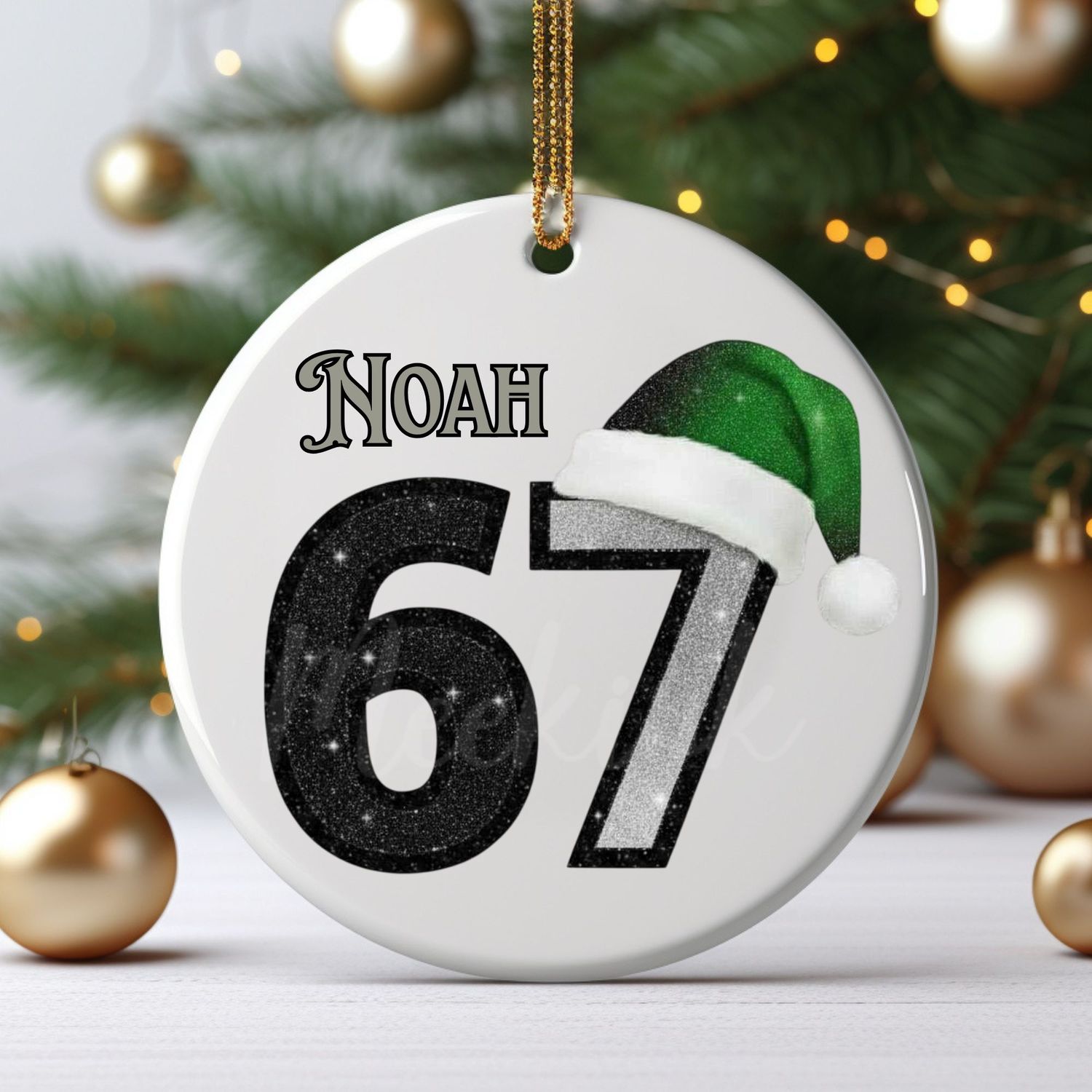 67 Green Santa Hat UVDTF Decal