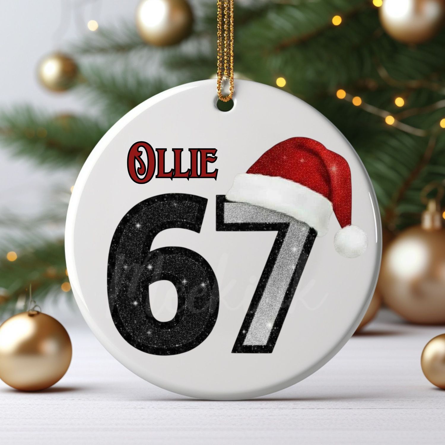 67 Red Santa Hat UVDTF Decal