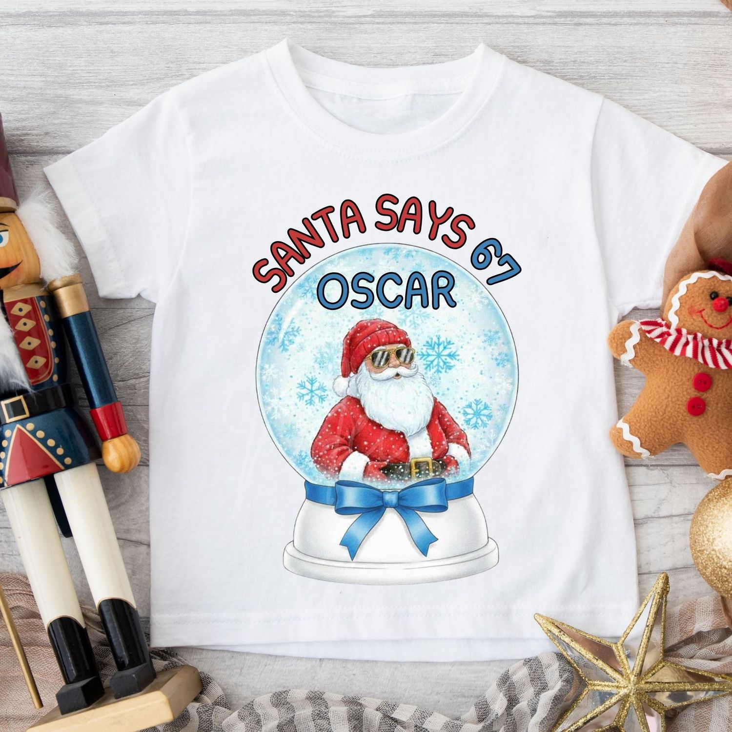 67 Snow globe Blue Bow DTF Decal