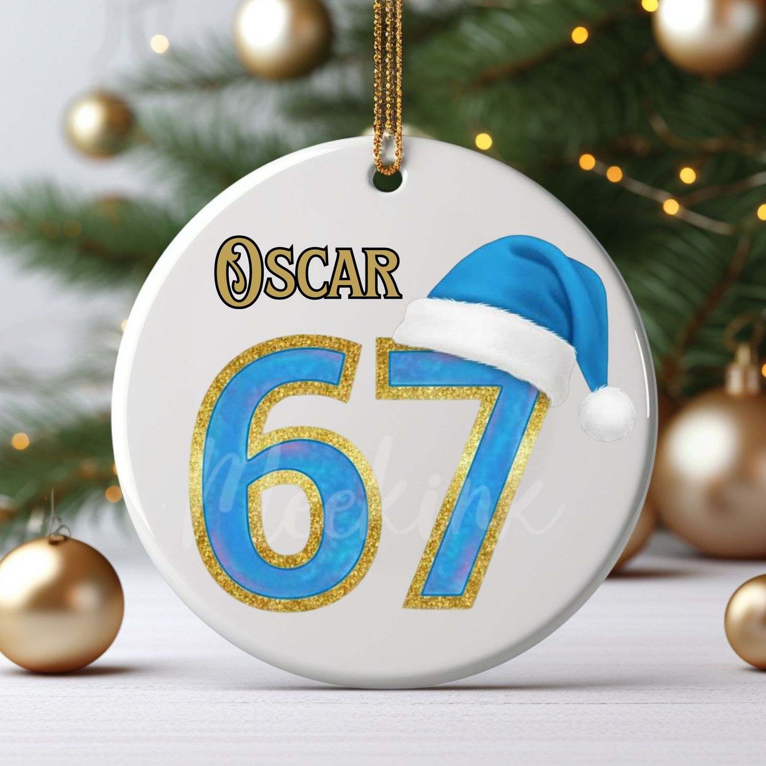 67 Blue Santa Hat UVDTF Decal