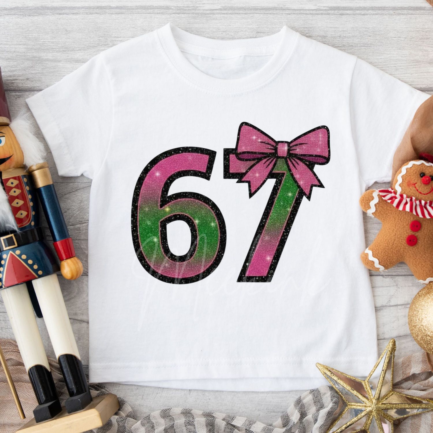 67 Pink &amp; Green Bow DTF Decal