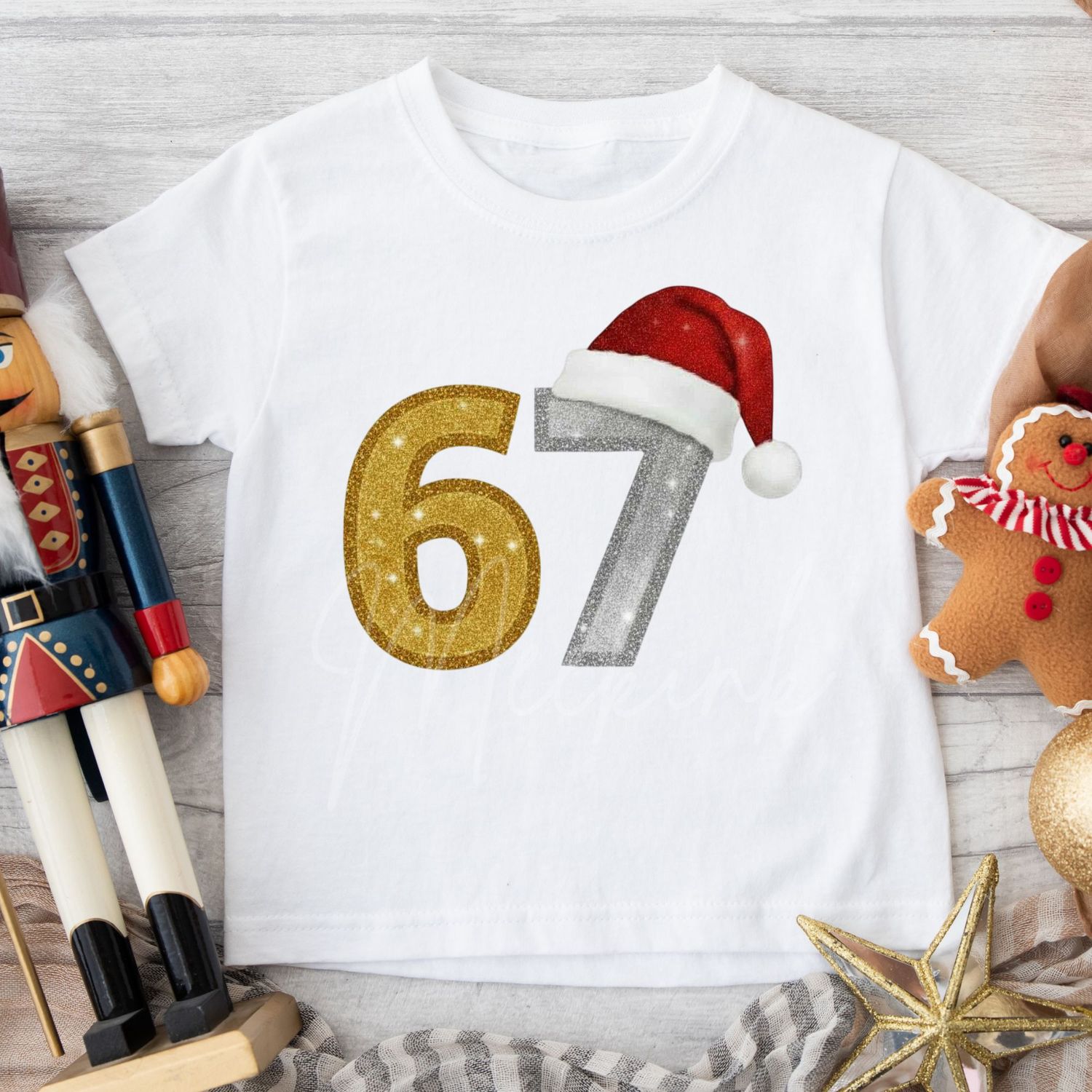 67 Gold &amp; Silver Santa Hat DTF Decal