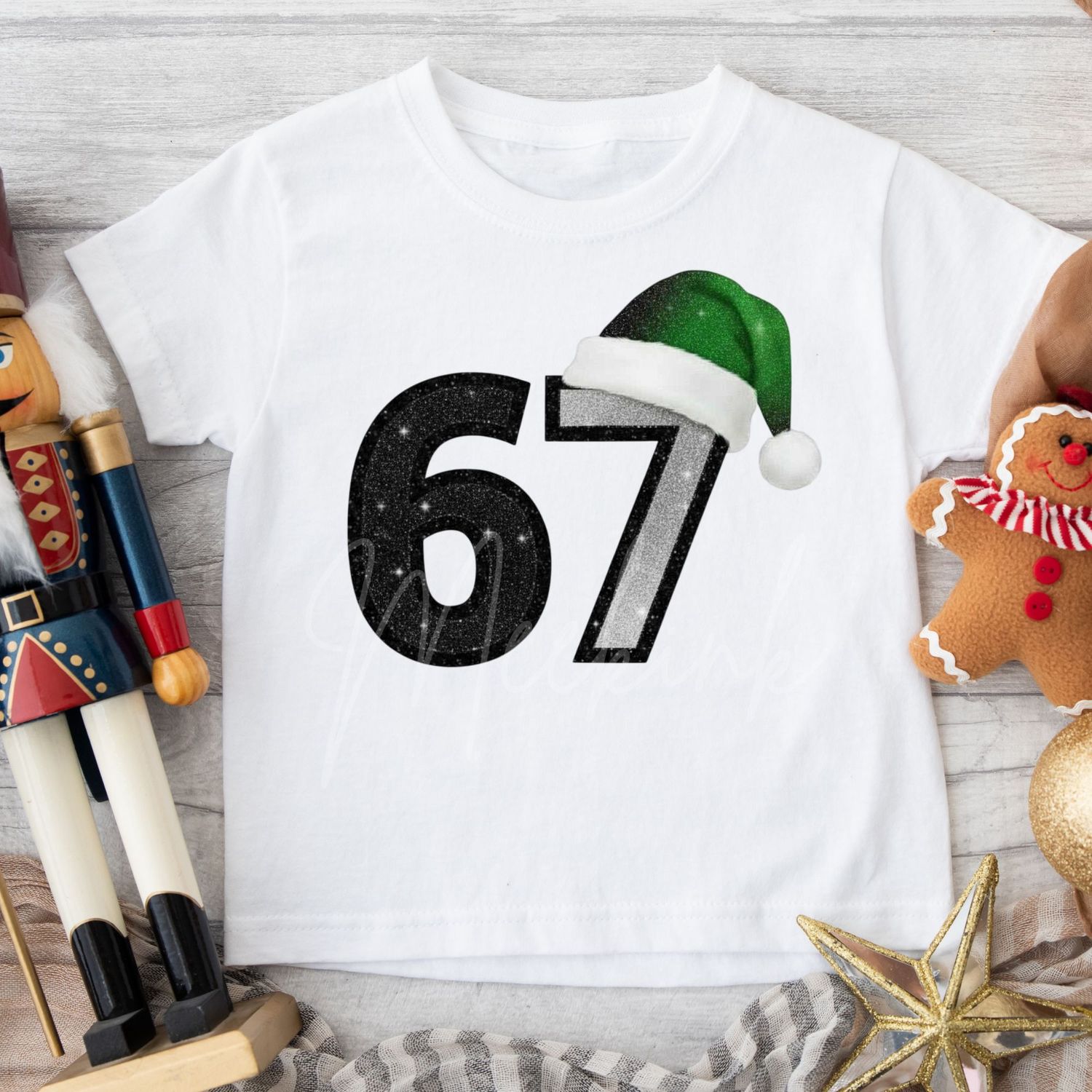 67 Green Santa Hat DTF Decal