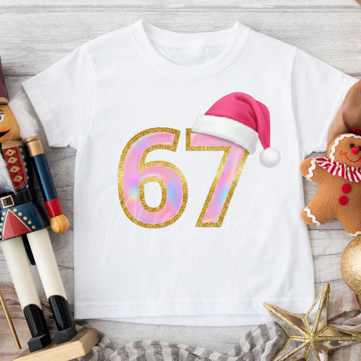 67 Pink Santa Hat DTF Decal