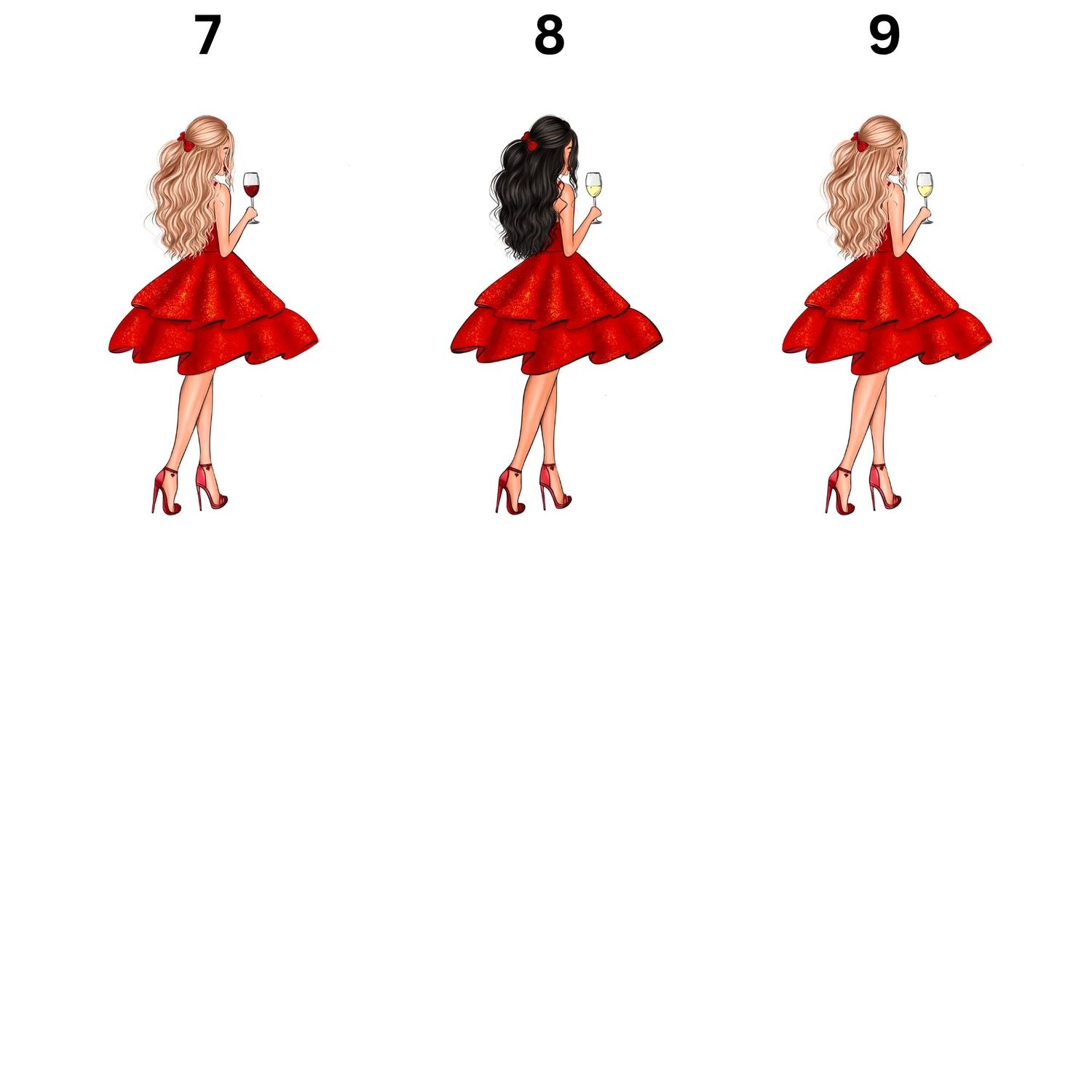 Christmas Girl With or Without Wine Glass Personalised UVDTF or DTF Decal