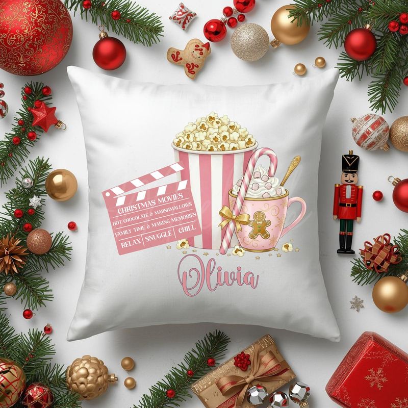 Christmas Movie Cushion DTF Decal Pink