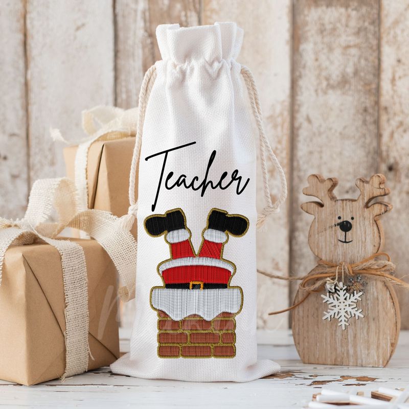 Teacher Bottoms Up Faux Embroidery DTF Decal