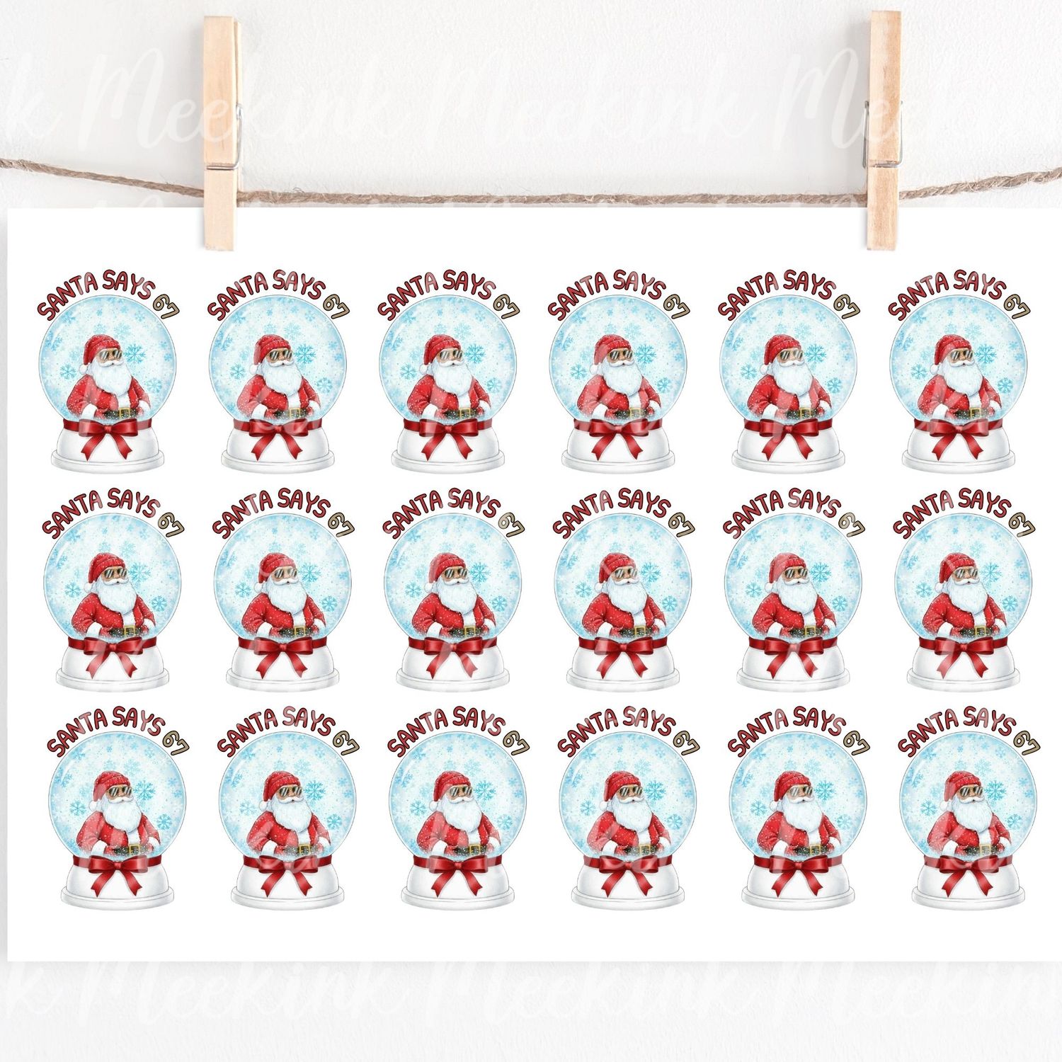 67 Snow Globe 6cm Sheet UVDTF or DTF Decals