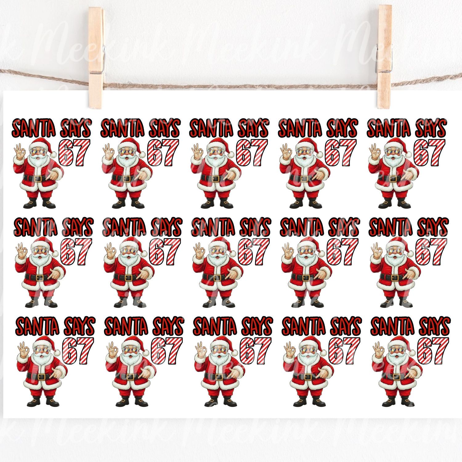 67 Santa Says 6cm Sheet UVDTF or DTF Decals