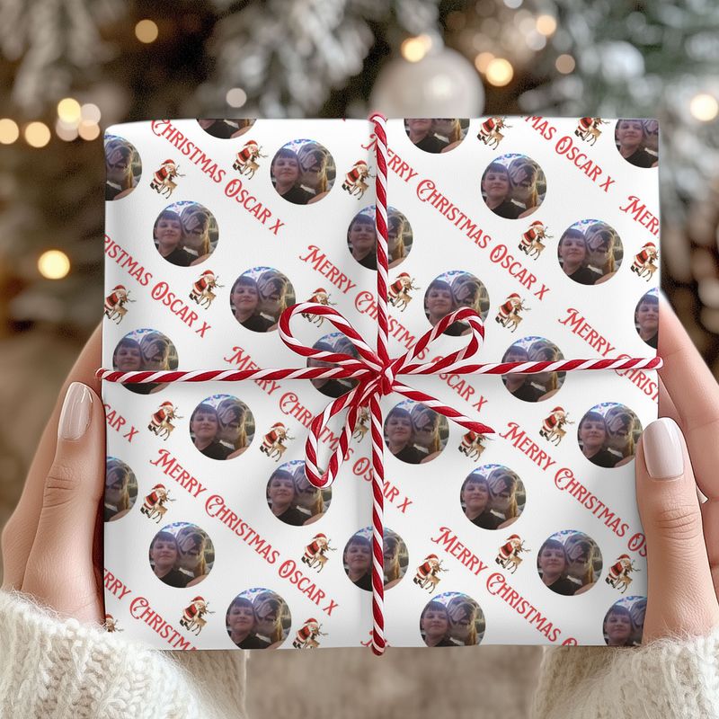 Photo Upload Christmas Gift Wrap Sheet
