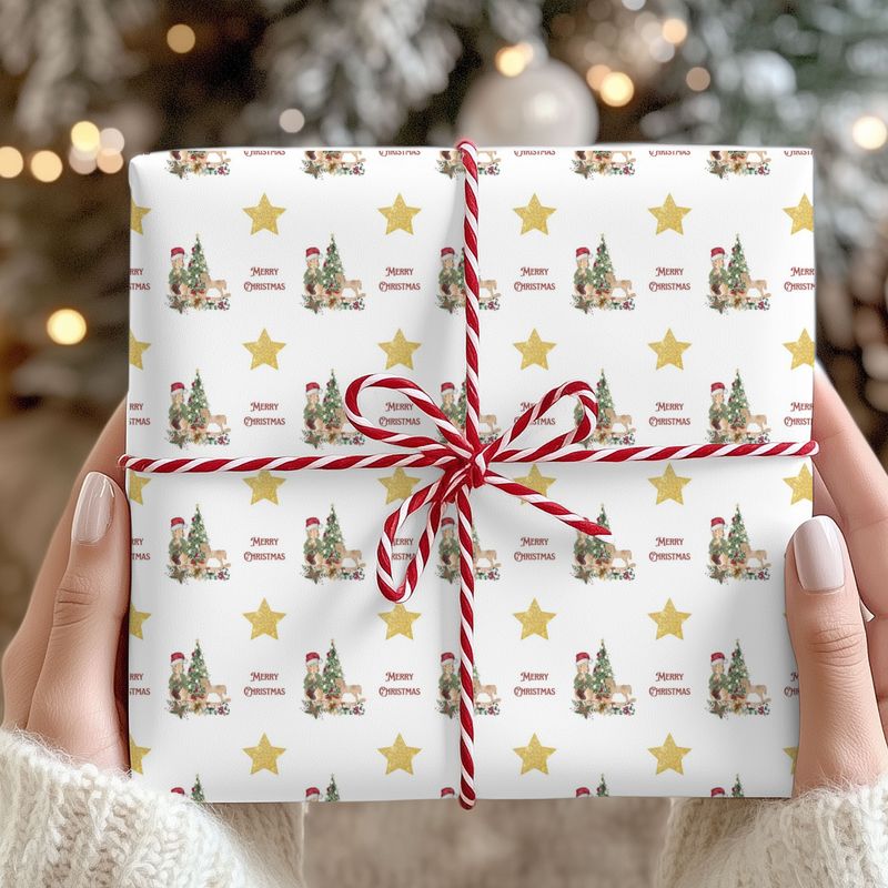 Rocking Horse Rabbit Christmas Gift Wrap Sheet