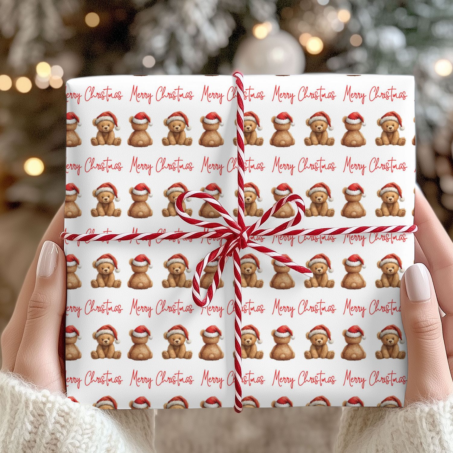 Merry Christmas Teddy Christmas Gift Wrap Sheet