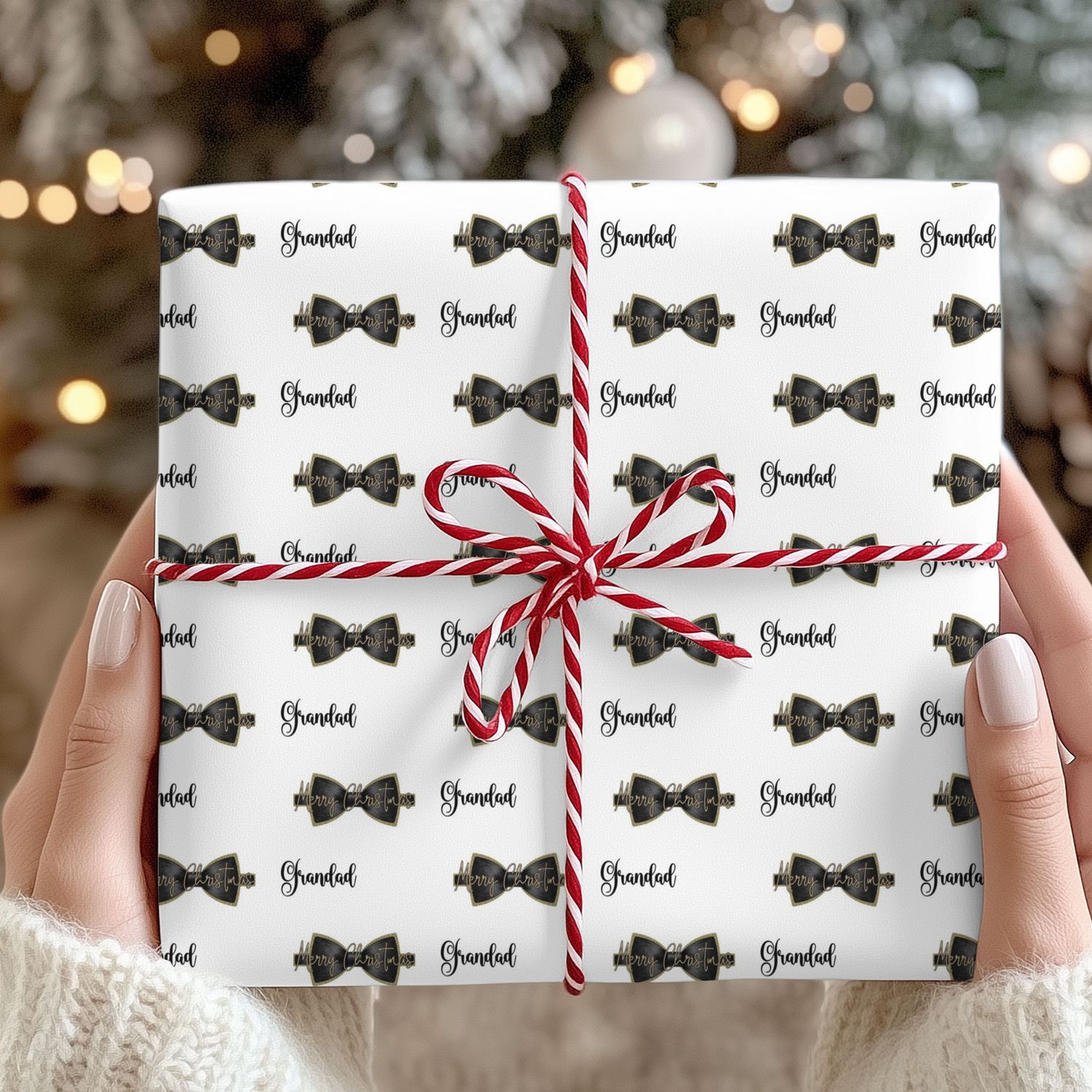 Personalised Dicky Bow Christmas Gift Wrap Sheet