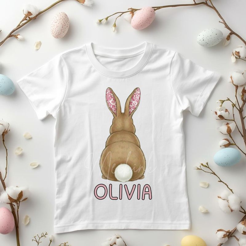 Pink Bunny Back Facing DTF or UVDTF Decal