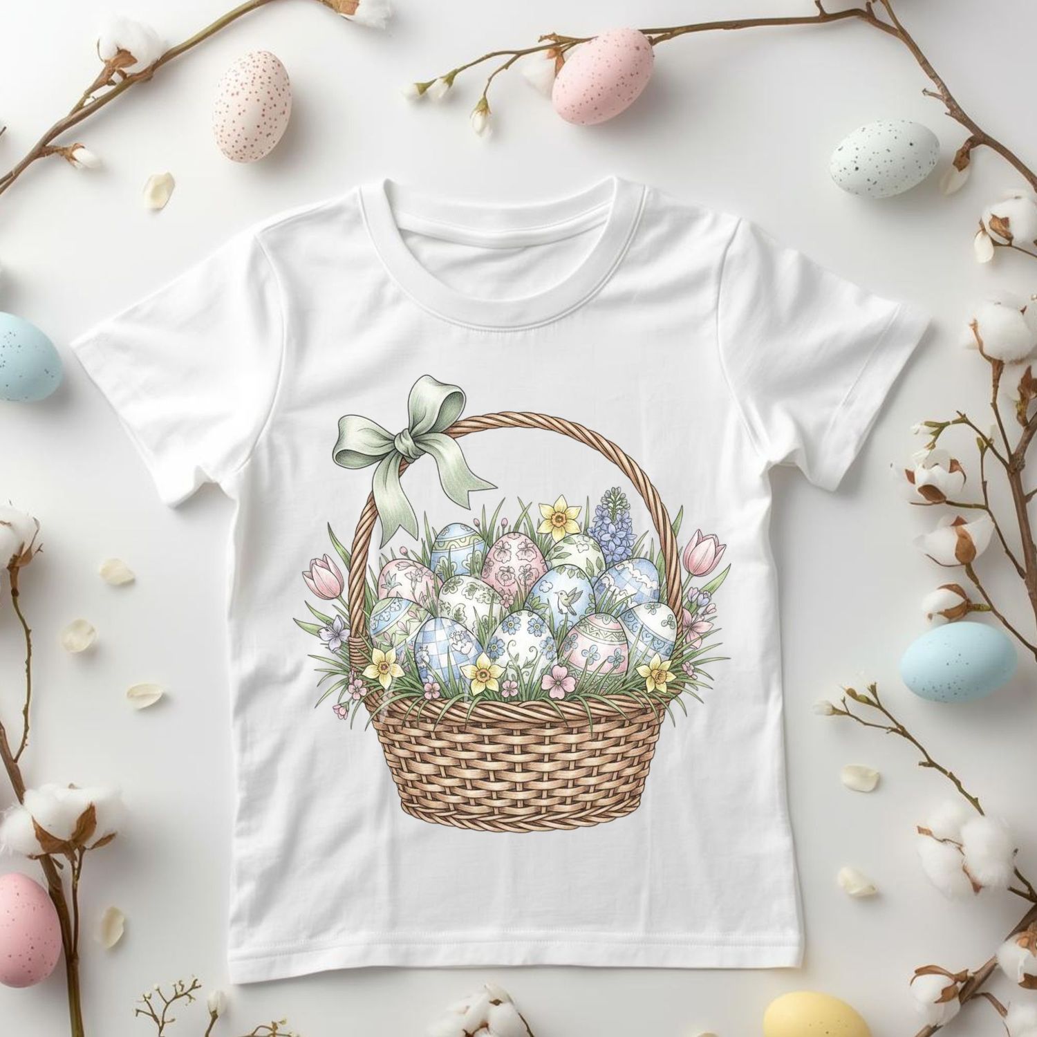 Sage Green Easter Basket DTF or UVDTF Decal