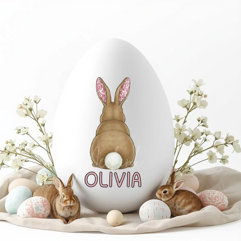 Pink Bunny Back Facing DTF or UVDTF Decal