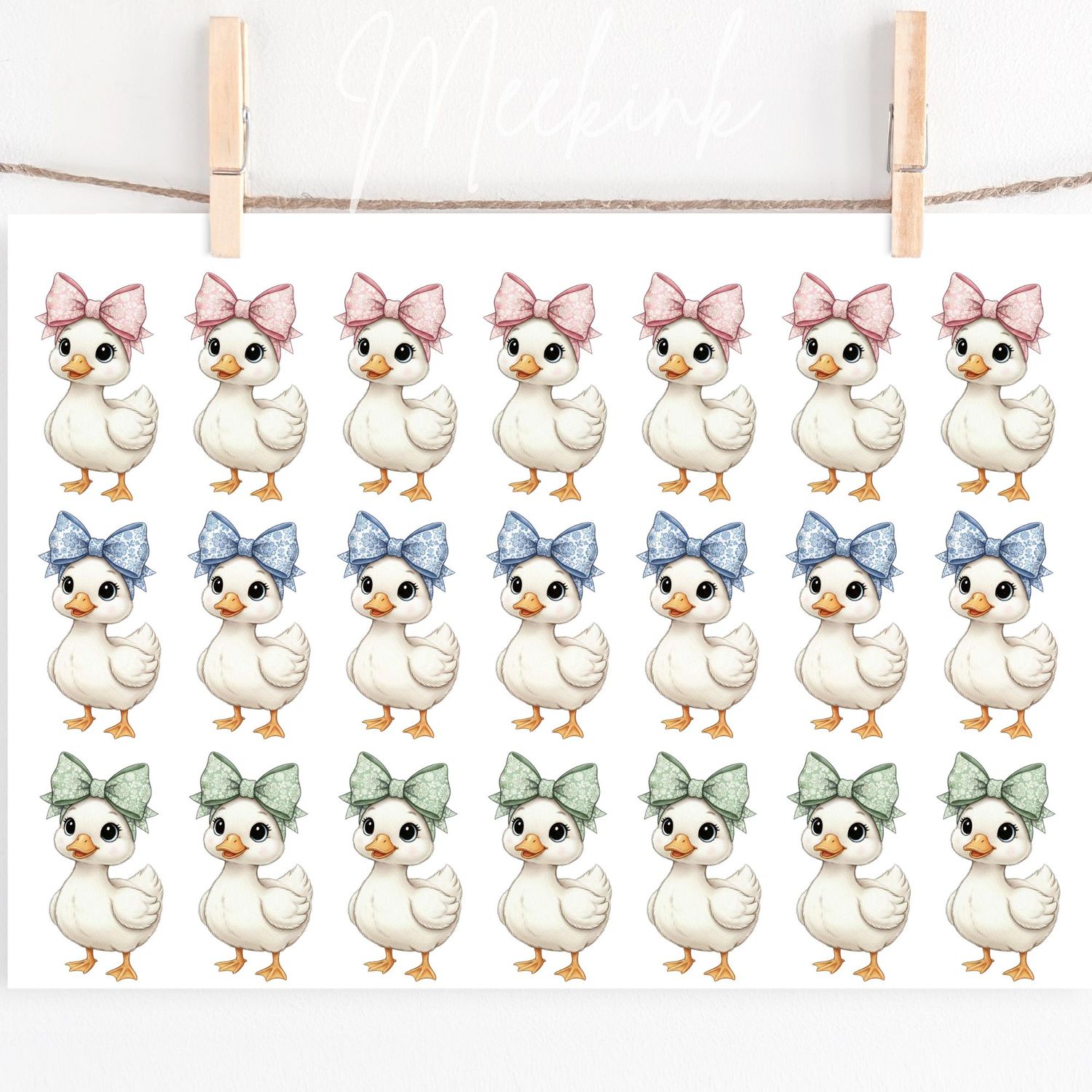 Easter Bow Ducklings A4 Sheet DTF or UVDTF