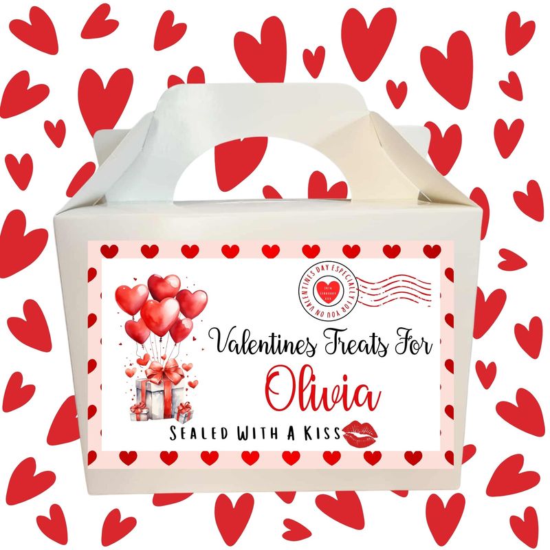 Gift's &amp; Balloons Valentines Party Box Sticker