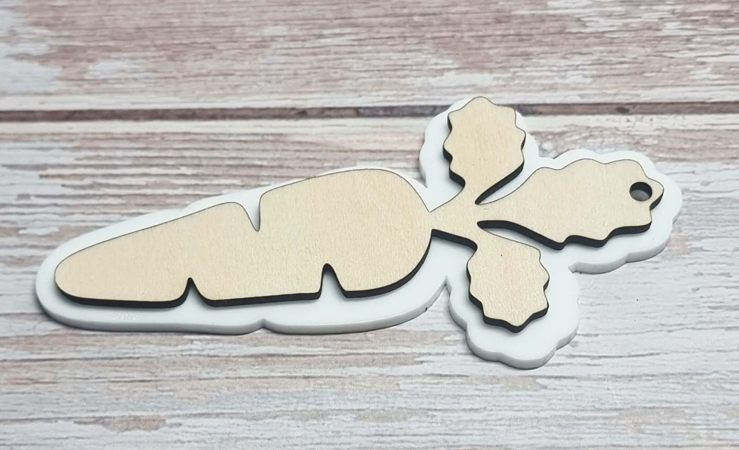 Easter Carrot White Acrylic &amp; Plywood 3mm Tag